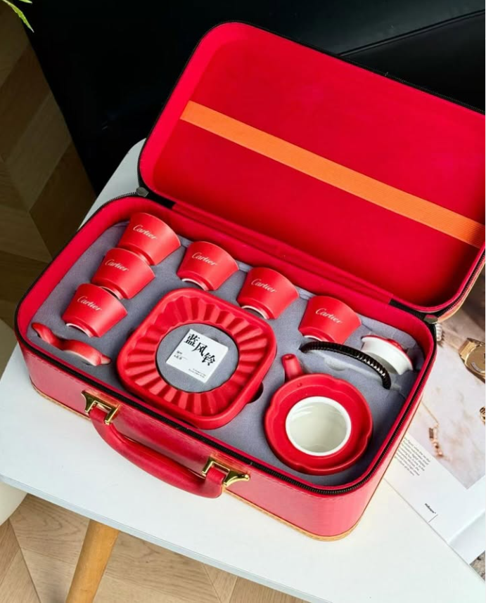 Cartier Chinese tea cups of six cups with kettle - Cartier Cups | Aleppo Gift UAE
